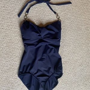 Merona swimsuit one piece chain strap halter navy Small
